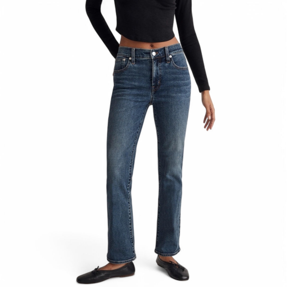 Madewell Kick Out Flare Crop‎ Jeans Womens 27 Blue Stretch Mid Rise Denim NM243